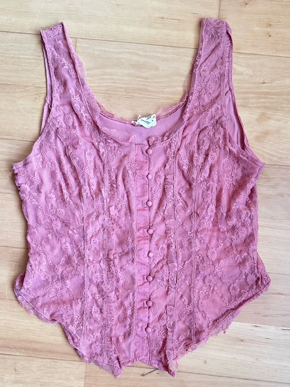 torrid Dusty Rose Lace Button-Front Tank